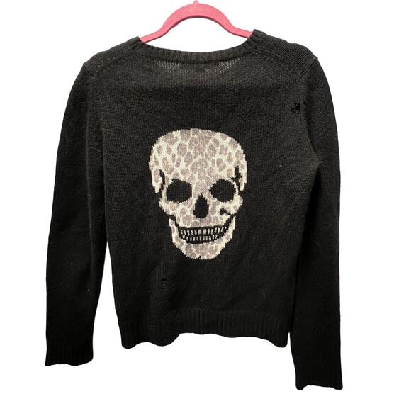 Skull Cashmere Sweater Women’s Size S in Black Destroyed Distressed Style - Picture 1 of 15